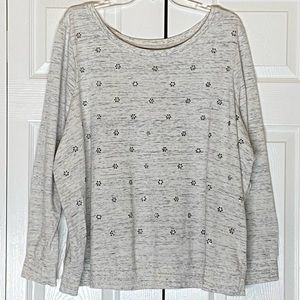 Lane Bryant cotton blend gray long sleeve top with beads and sequins size 22/24